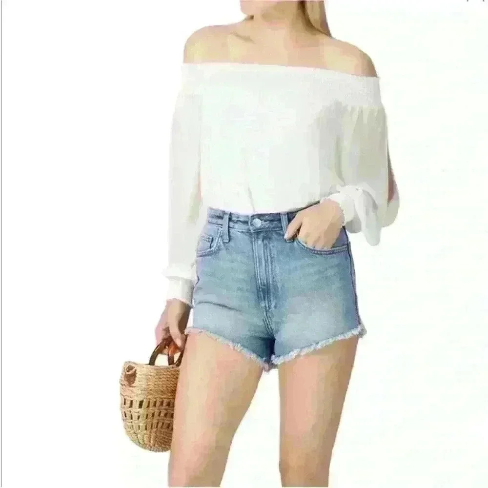 Ramy Brook Off The Shoulder Sheer White Top Size M/L Excellent Condition!